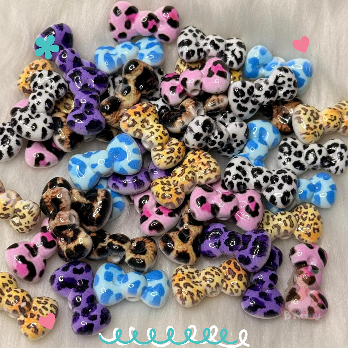 Mixed Animal Print Bow Beads