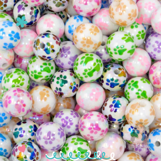 AB Paw Print Beads (16mm Assorted)