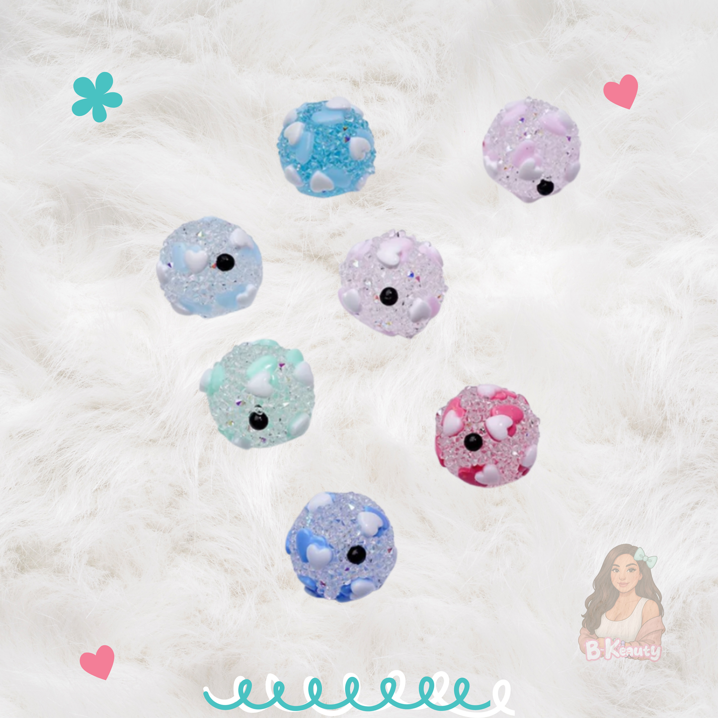 Clear Sugar Heart Beads – 16mm (Random Mix)