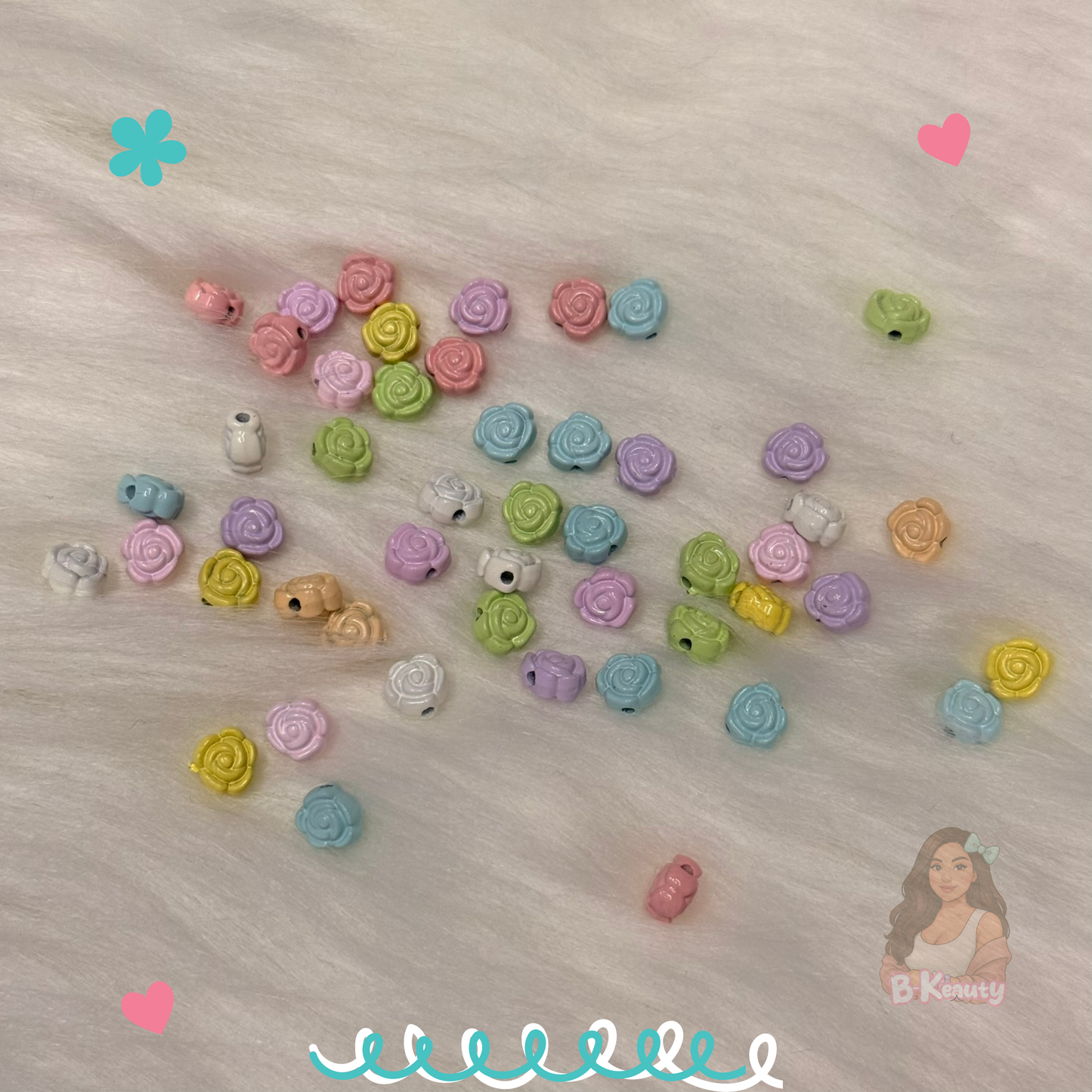 25 Metal Mini Rose Mix Beads