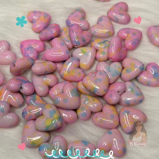 Cotton Candy Heart Acrylic Beads