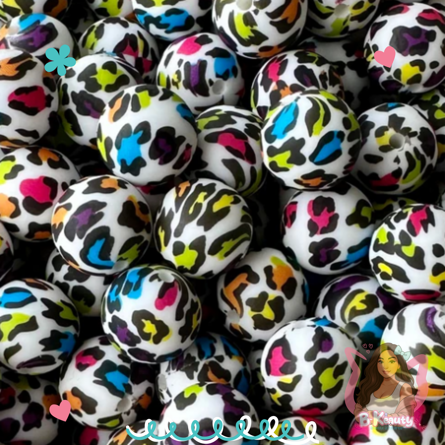 Leopard Print Silicone Beads – 15mm