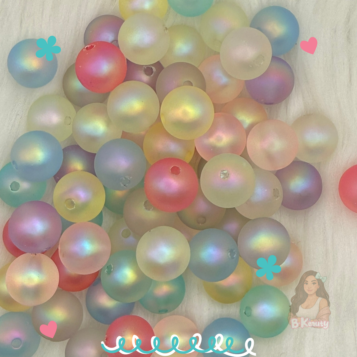 Iridescent Pastel Round Beads, Soft Matte Acrylic Beads