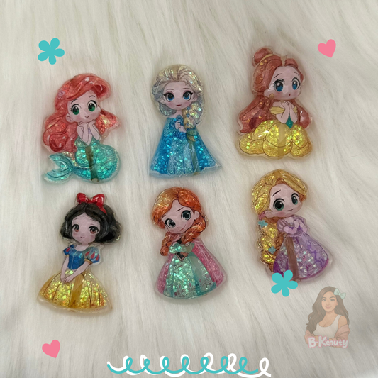 Glitter Princess Focal Beads – 6 Pieces ✨