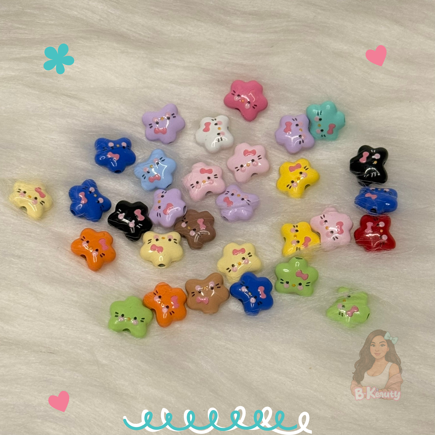 Kitty Flower Metal Beads 🐱🌸